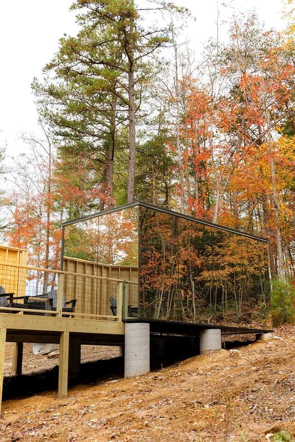 Woodsy Mirror Home with Hot Tub